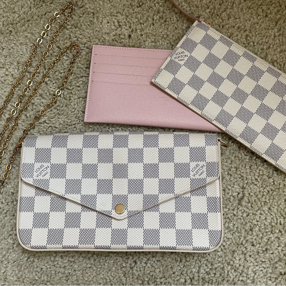 Louis Vuitton Félicie Pochette, damier azur, crossbody, wallet on chain